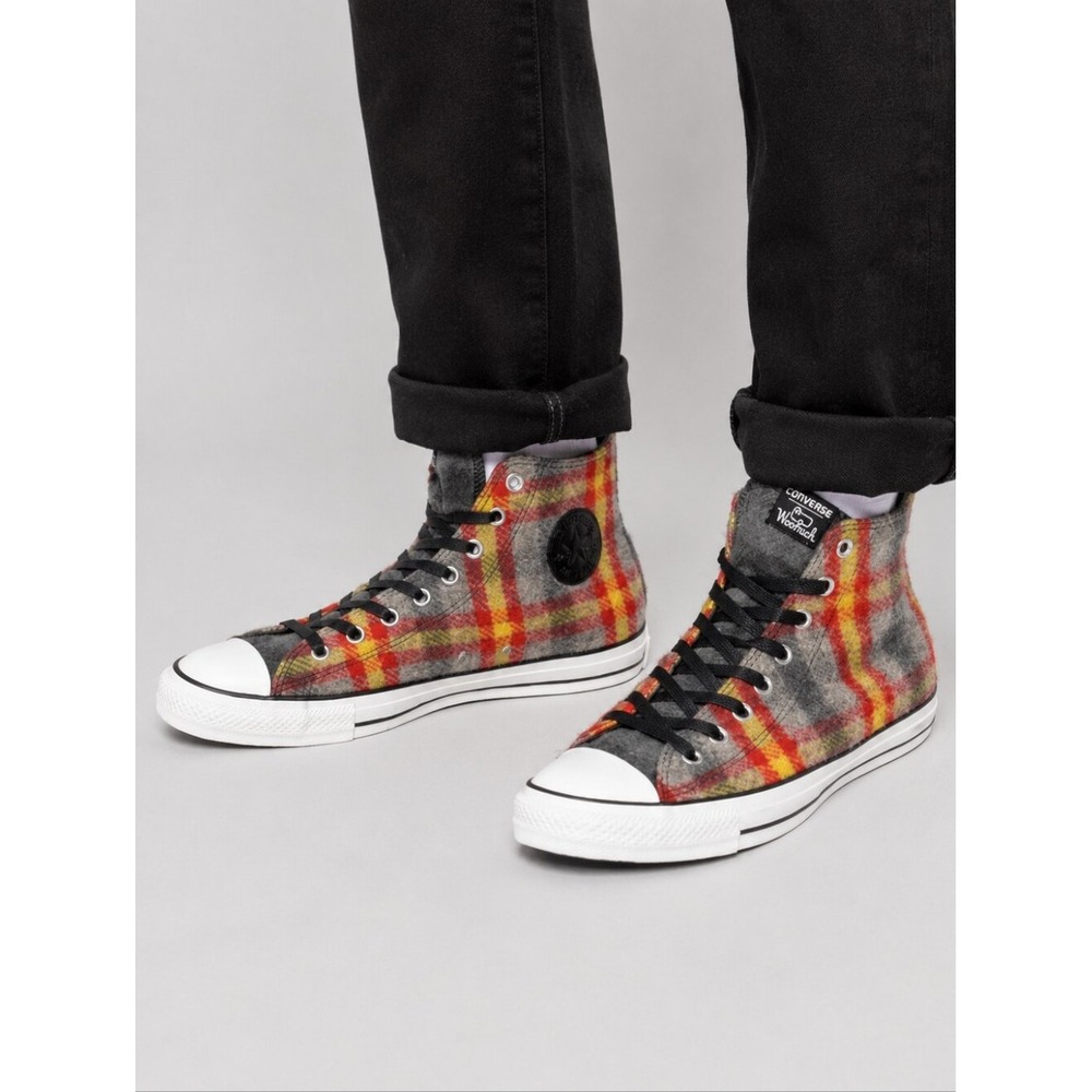 Converse x Woolrich Chuck Taylor All Star Hi Wool Plaid Gray Size 6